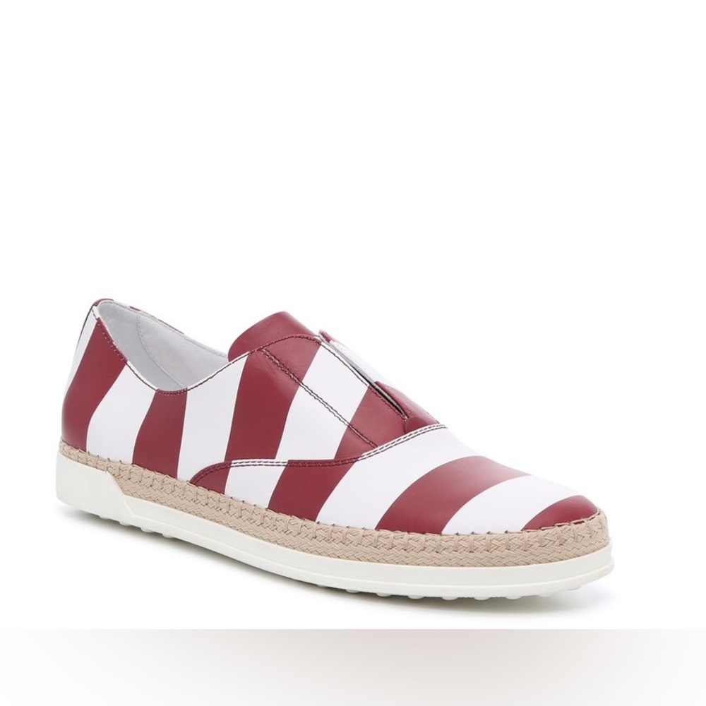 Tod's Gomma Red & White Striped Slip-On Sneaker (Women's)